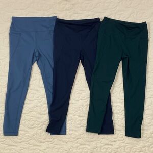 LOT of 3 Athletic Works Capri Leggings Size Medium Blue Green